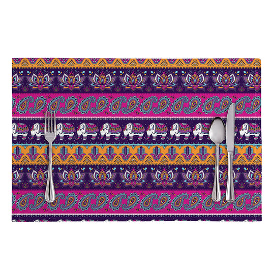 Paisley Elephant Hamsa Pattern Print Placemat