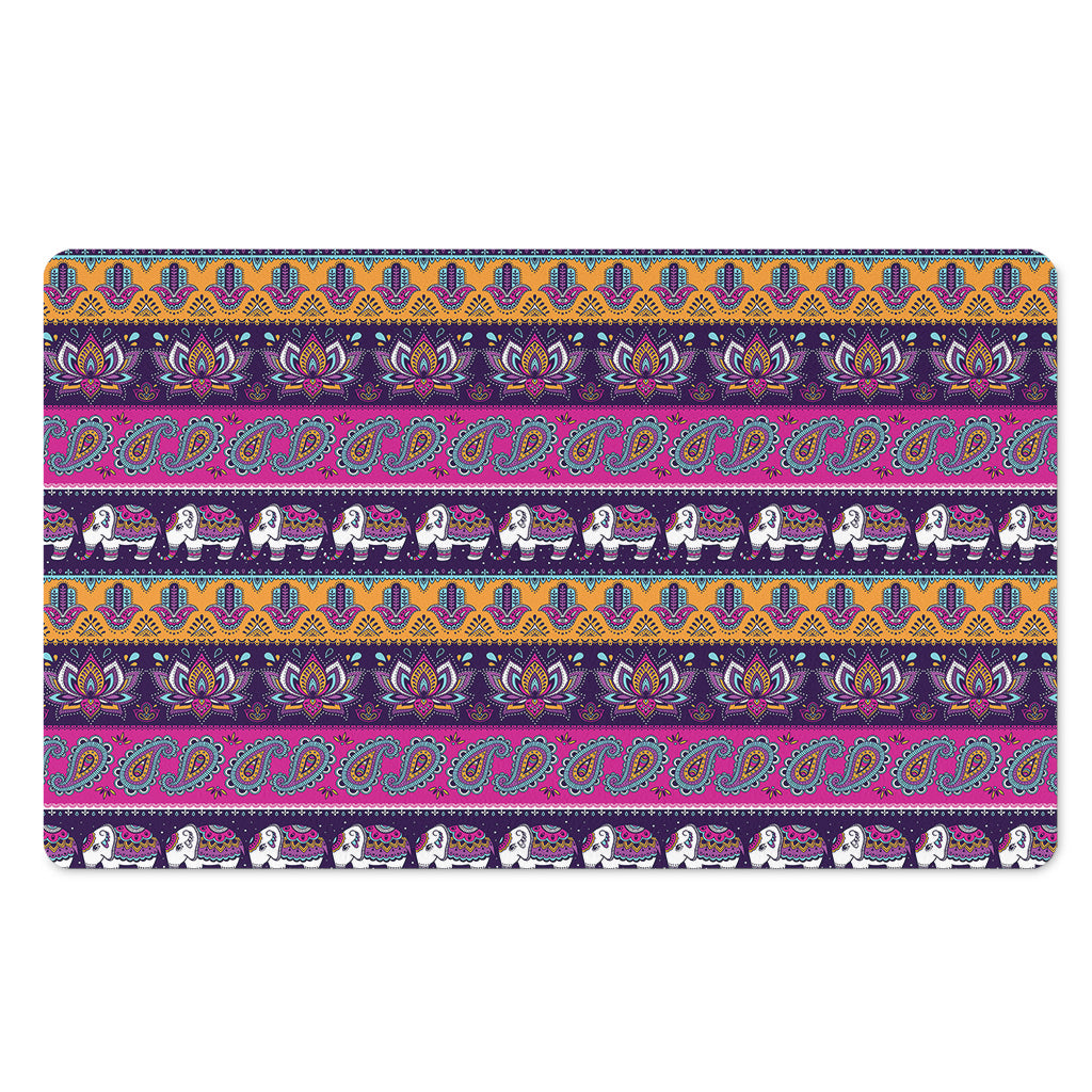 Paisley Elephant Hamsa Pattern Print Polyester Doormat