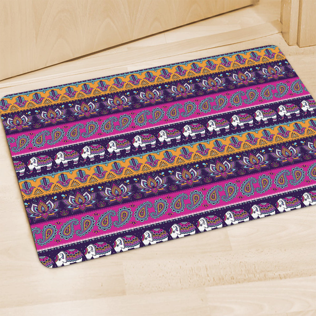 Paisley Elephant Hamsa Pattern Print Polyester Doormat