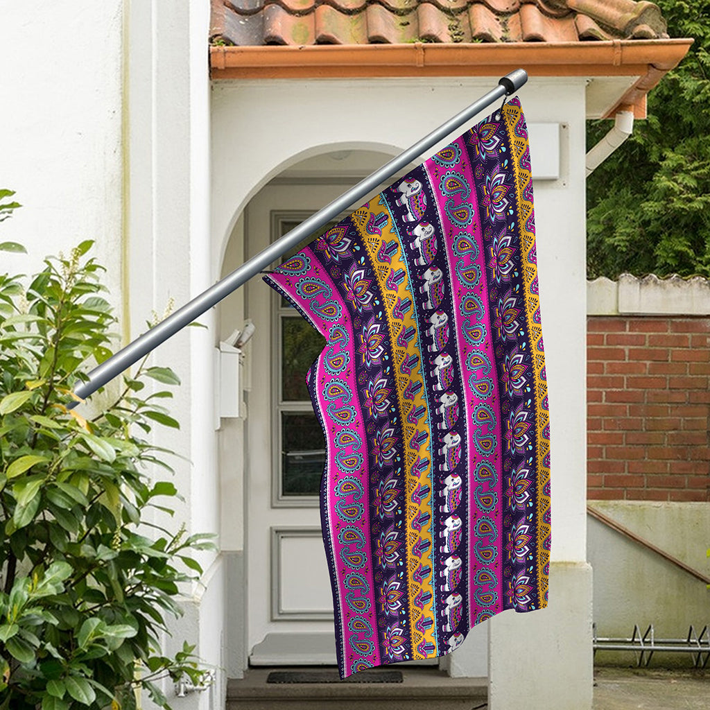 Paisley Elephant Hamsa Pattern Print Polyester Flag