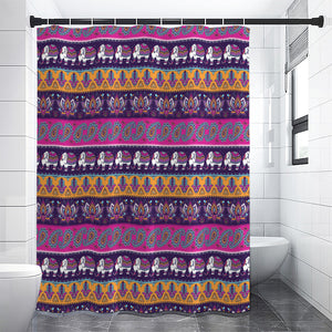 Paisley Elephant Hamsa Pattern Print Premium Shower Curtain