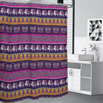 Paisley Elephant Hamsa Pattern Print Premium Shower Curtain