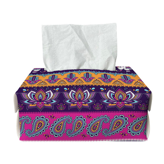 Paisley Elephant Hamsa Pattern Print Rectangle Tissue Box Cover