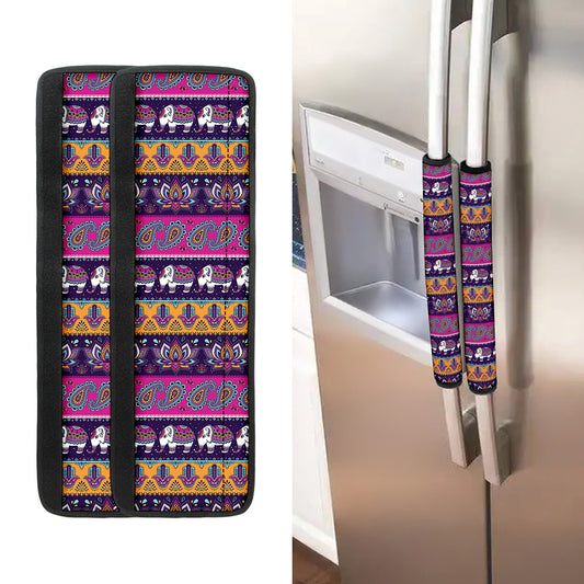 Paisley Elephant Hamsa Pattern Print Refrigerator Handle Covers