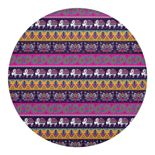 Paisley Elephant Hamsa Pattern Print Round Blanket