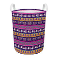 Paisley Elephant Hamsa Pattern Print Round Laundry Basket