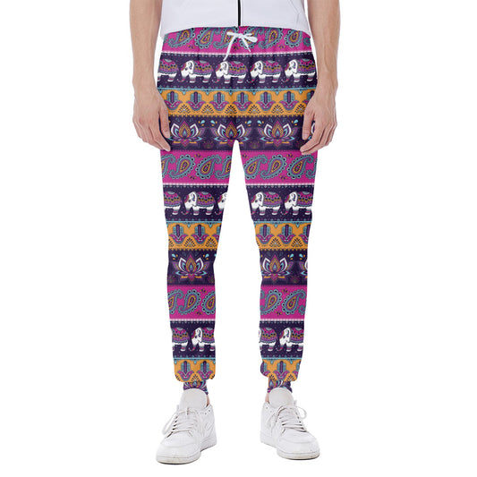 Paisley Elephant Hamsa Pattern Print Scuba Joggers