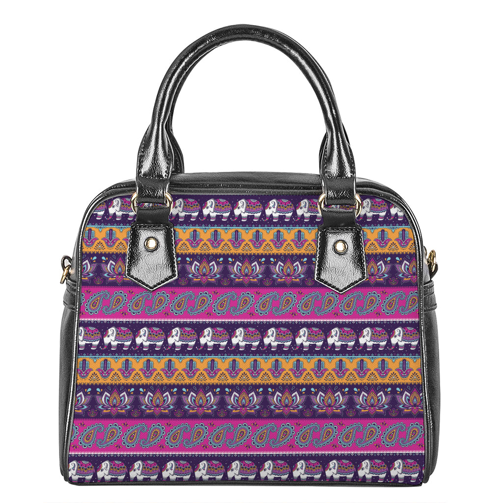 Paisley Elephant Hamsa Pattern Print Shoulder Handbag