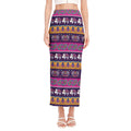 Paisley Elephant Hamsa Pattern Print Side Slit Maxi Skirt