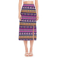 Paisley Elephant Hamsa Pattern Print Side Slit Midi Skirt