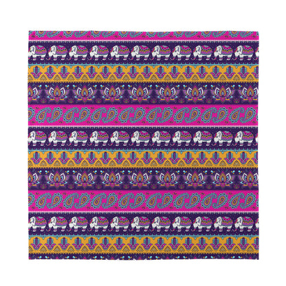 Paisley Elephant Hamsa Pattern Print Silk Bandana