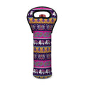 Paisley Elephant Hamsa Pattern Print Single Neoprene Wine Tote