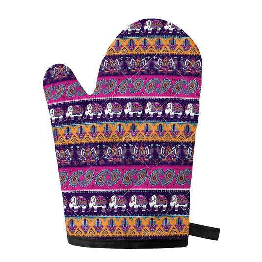 Paisley Elephant Hamsa Pattern Print Single Oven Mitt