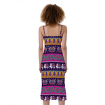 Paisley Elephant Hamsa Pattern Print Slim Fit Midi Cami Dress
