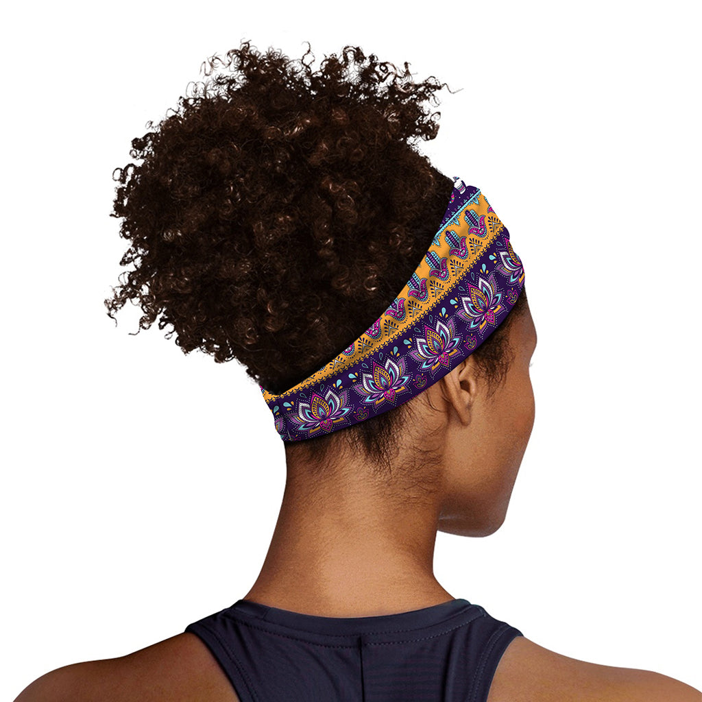 Paisley Elephant Hamsa Pattern Print Sports Headband