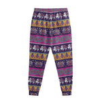 Paisley Elephant Hamsa Pattern Print Sweatpants