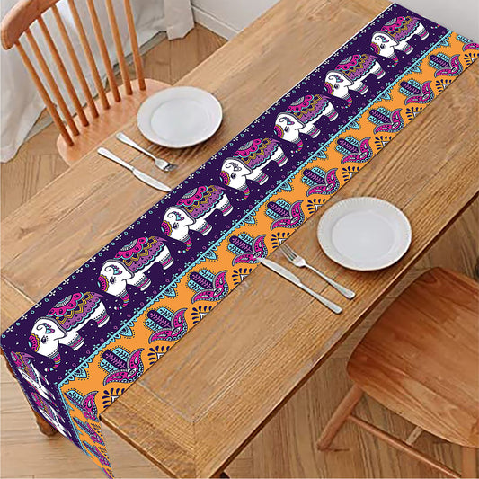 Paisley Elephant Hamsa Pattern Print Table Runner