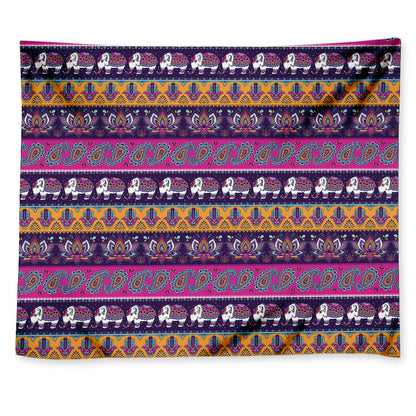 Paisley Elephant Hamsa Pattern Print Tapestry