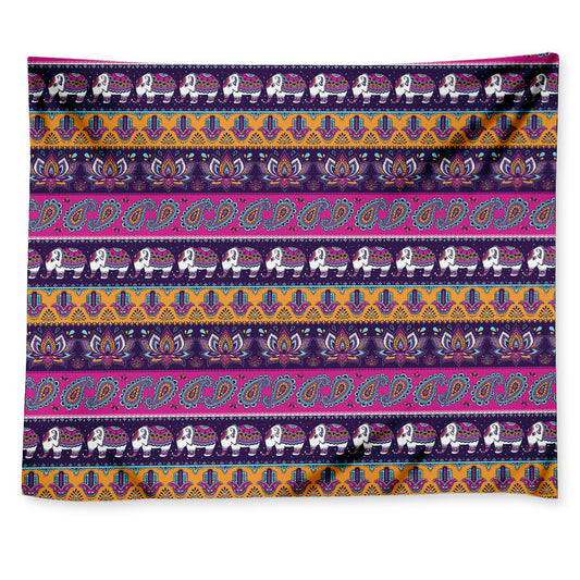Paisley Elephant Hamsa Pattern Print Tapestry