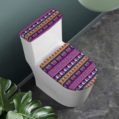 Paisley Elephant Hamsa Pattern Print Toilet Lid And Tank Cover Set