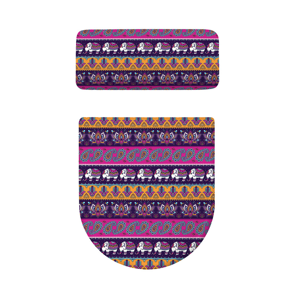 Paisley Elephant Hamsa Pattern Print Toilet Lid And Tank Cover Set