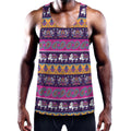 Paisley Elephant Hamsa Pattern Print Men's Workout Tank Top