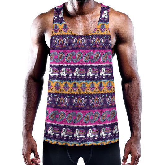 Paisley Elephant Hamsa Pattern Print Training Tank Top