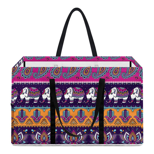 Paisley Elephant Hamsa Pattern Print Utility Tote Bag