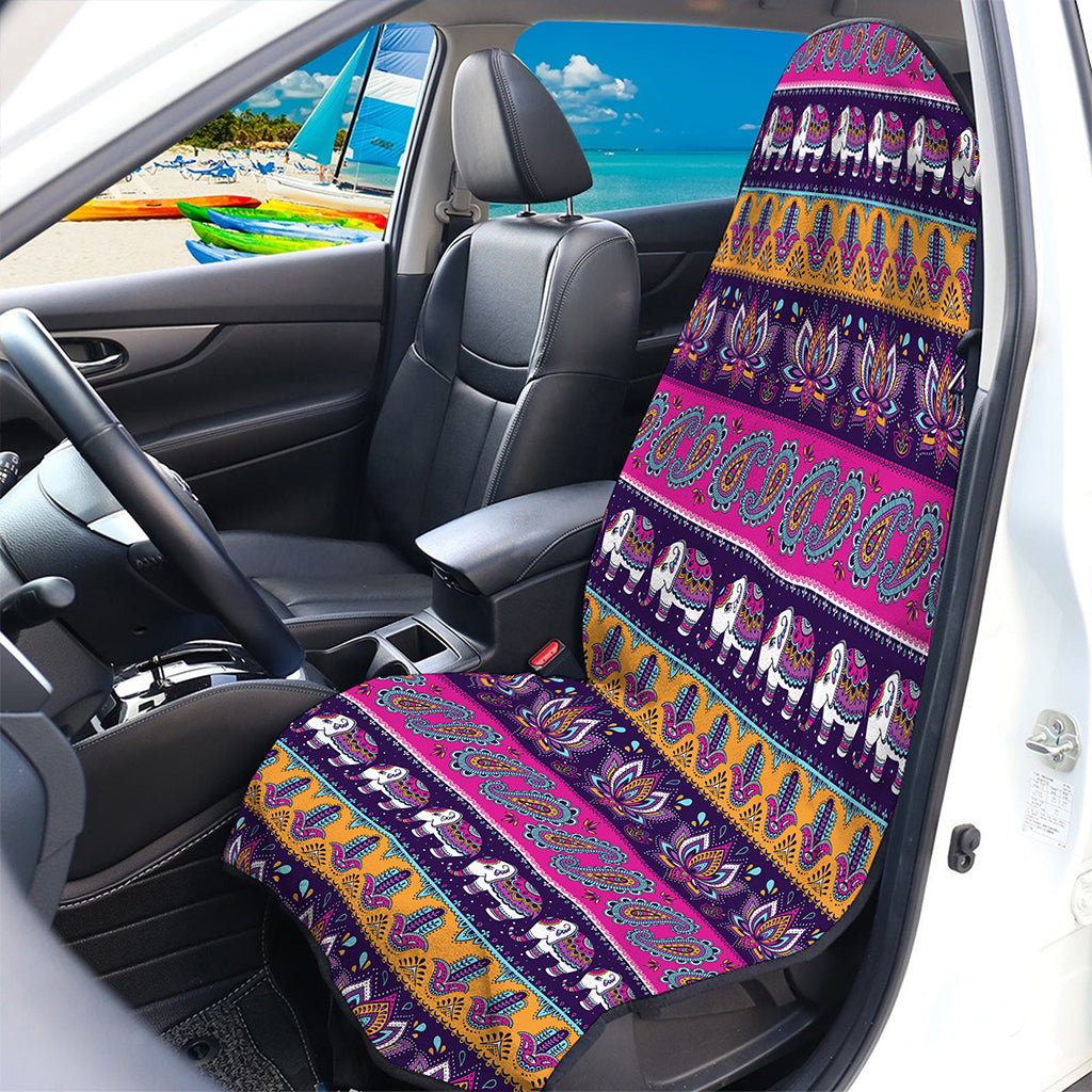 Paisley Elephant Hamsa Pattern Print Waterproof Car Seat Cover