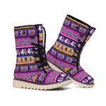 Paisley Elephant Hamsa Pattern Print Winter Boots