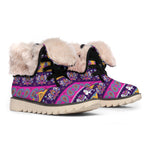 Paisley Elephant Hamsa Pattern Print Winter Boots