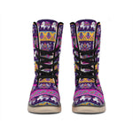Paisley Elephant Hamsa Pattern Print Winter Boots