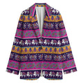 Paisley Elephant Hamsa Pattern Print Women's Cotton Blazer