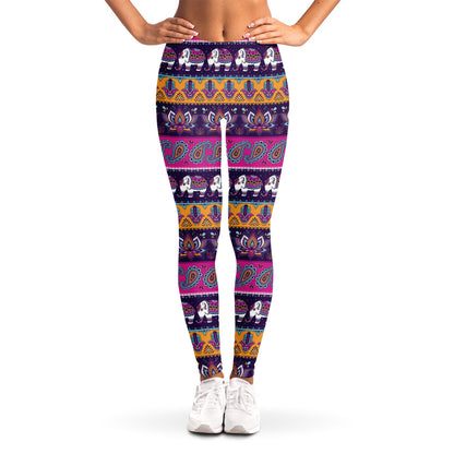 Paisley Elephant Hamsa Pattern Print Women's Leggings