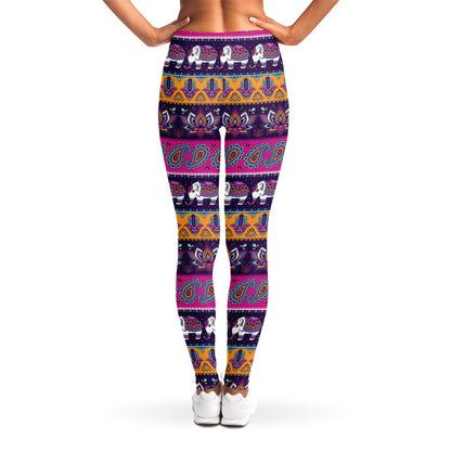 Paisley Elephant Hamsa Pattern Print Women's Leggings