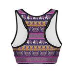 Paisley Elephant Hamsa Pattern Print Women's Sports Bra