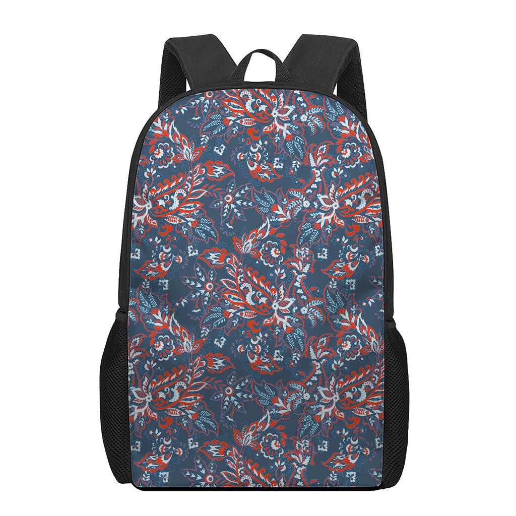 Paisley Floral Bohemian Pattern Print 17 Inch Backpack