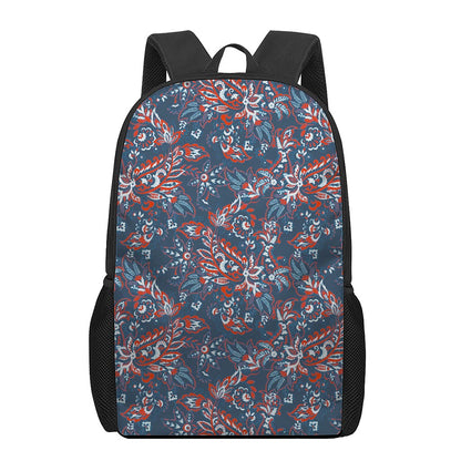 Paisley Floral Bohemian Pattern Print 17 Inch Backpack