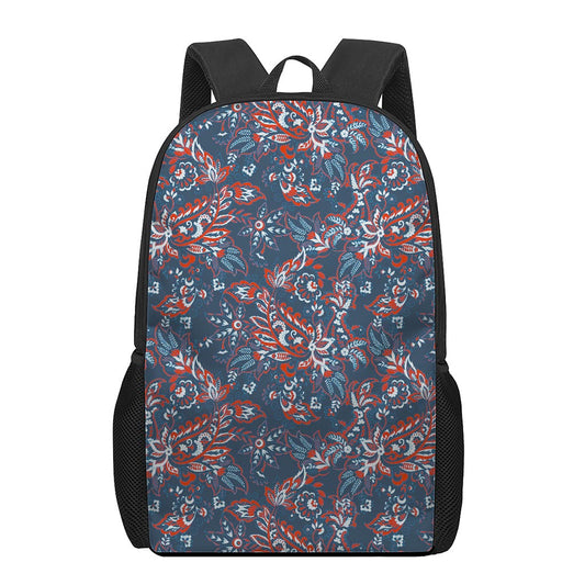 Paisley Floral Bohemian Pattern Print 17 Inch Backpack
