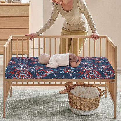 Paisley Floral Bohemian Pattern Print Baby Crib Sheet