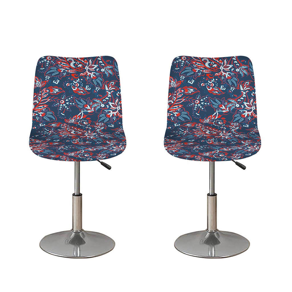 Paisley Floral Bohemian Pattern Print Bar Stool Covers