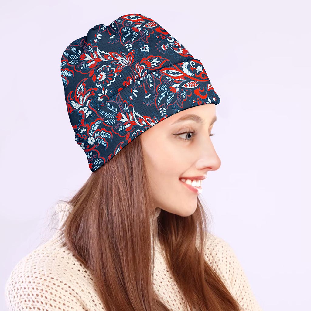 Paisley Floral Bohemian Pattern Print Beanie