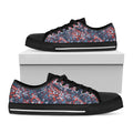 Paisley Floral Bohemian Pattern Print Black Low Top Sneakers