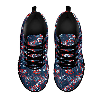 Paisley Floral Bohemian Pattern Print Black Running Shoes