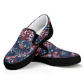 Paisley Floral Bohemian Pattern Print Black Slip On Sneakers