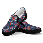 Paisley Floral Bohemian Pattern Print Black Slip On Sneakers