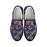 Paisley Floral Bohemian Pattern Print Black Slip On Sneakers