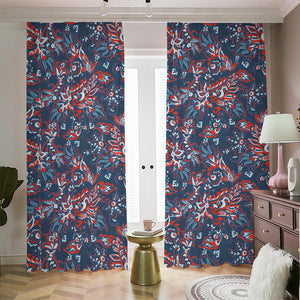 Paisley Floral Bohemian Pattern Print Blackout Pencil Pleat Curtains