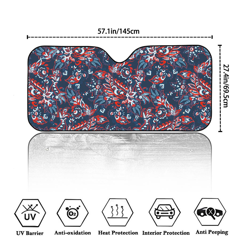 Paisley Floral Bohemian Pattern Print Car Windshield Sun Shade