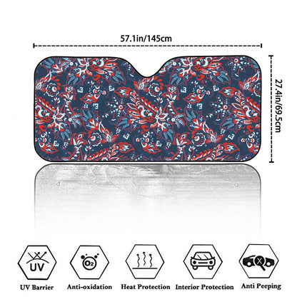 Paisley Floral Bohemian Pattern Print Car Windshield Sun Shade